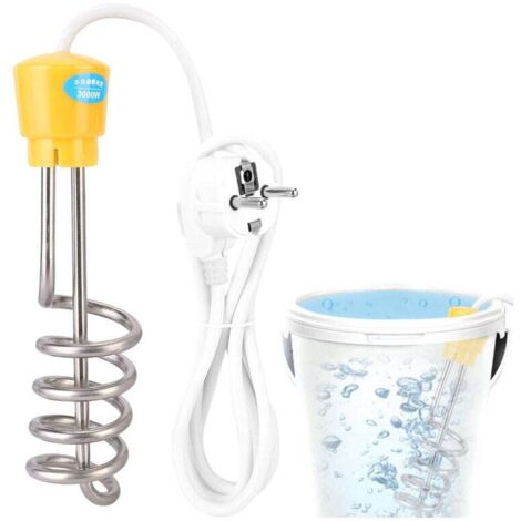 Calentador de inmersión de 2000 W, calentador de agua de inmersión de 220 V, calentador de agua de inmersión para viajes, para acampar, agua caliente, café o té.