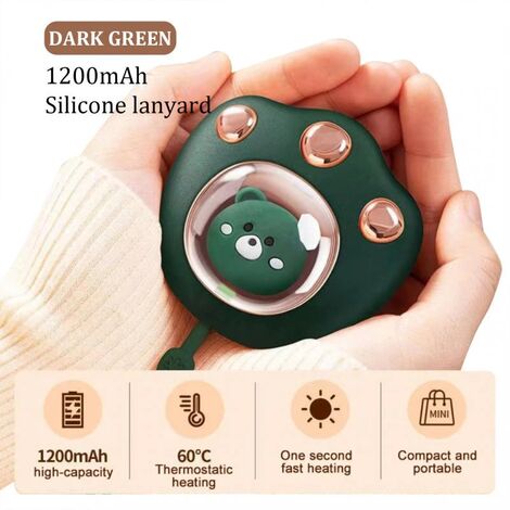Calentador de manos con garra de gato, calentador de manos eléctrico recargable por USB para viajes al aire libre, senderismo en invierno, 1 unidad (verde)