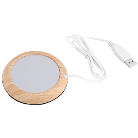 Calentador de posavasos USB con cable, calentador de tazas USB con acabado de madera, calentador de bebidas, almohadilla térmica para té y café, calentador de tazas eléctrico