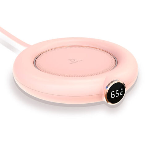 Calentador de tazas termostático inteligente, mini taza USB portátil, 3 configuraciones de velocidad, taza de café, posavasos, placa calentadora inteligente para leche, té y agua (rosa)