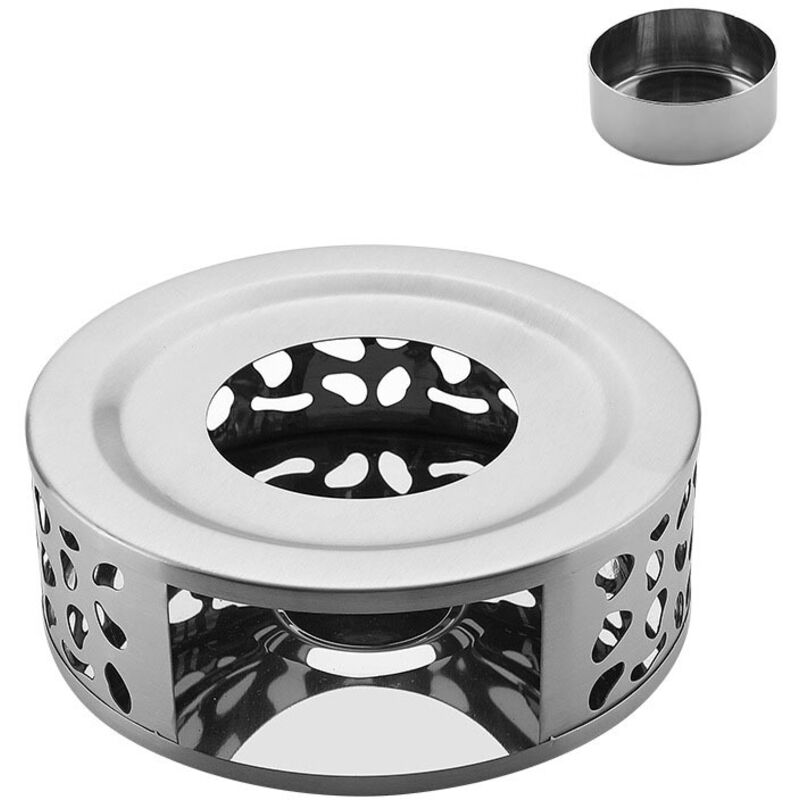 Calentador de tetera, portavelas, portavelas para velas pequeñas, 15 cm – acero inoxidable, resistente al calor, retención de calor duradera.