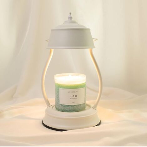 Calentador de velas con temperatura regulable y bombilla (35W) para dormitorio, salón, oficina o decoración (blanco) [Clase energética A]