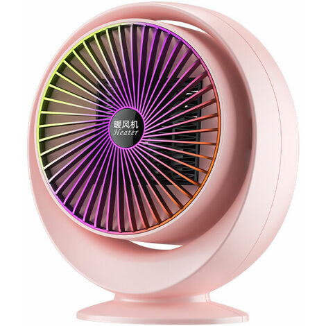 Calentador de ventilador para espacio pequeño Calentador PTC Calentador eléctrico Calentador de mesa de calentamiento rápido (Rosa)