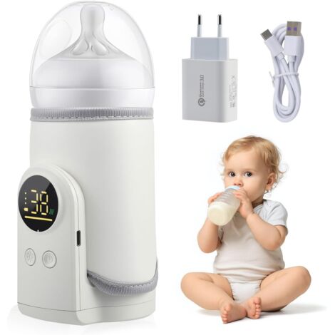 Calentador portátil de biberones, calentador inalámbrico USB con pantalla LED y luz nocturna, calentamiento rápido, 8000 mAh, calentador eléctrico para agua, leche materna o fórmula.