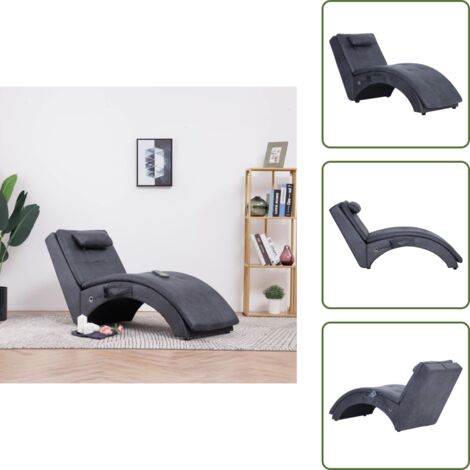 Calentamiento en casa - vidaXL Diván de masaje con almohada de piel de ante artificial gris - Chaise longue con masaje