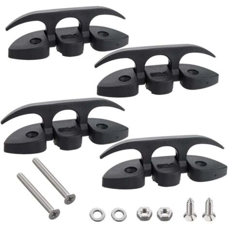 Cales pliantes, cales à base relevable avec vis longues et courtes. Nylon de qualité marine, noir, 2 trous