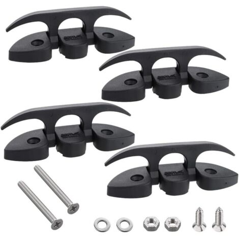 Cales pliantes, cales à base relevable avec vis longues et courtes. Nylon de qualité marine, noir, 2 trous