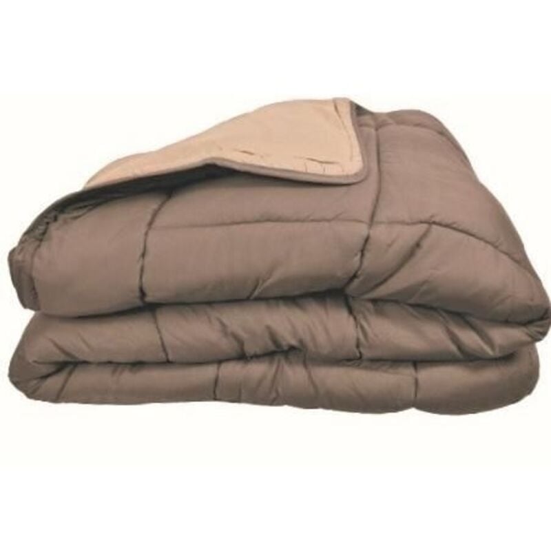Les Tendances - Couette chaude Microfibre 400 gr/m2 calgary Taupe + Lin 140x200cm