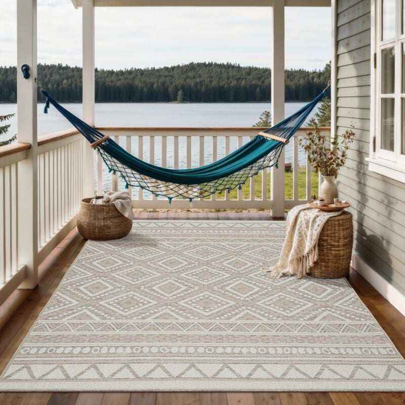 The Carpet - Calgary tapis plat robuste design moderne beige, 067 x 180 cm