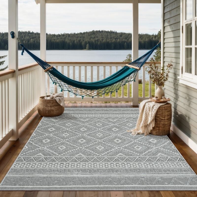 The Carpet - Calgary tapis plat robuste design moderne gris, 140 x 200 cm