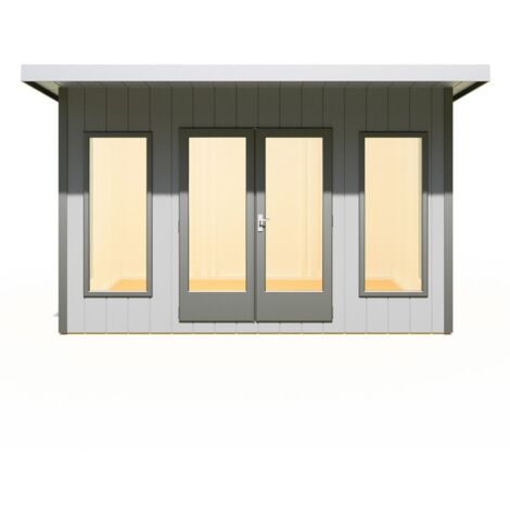 Cali 12 x 8 Feet Pent 1 Garden Office - OSB/MDF - L334 x W402 x H246.1 cm