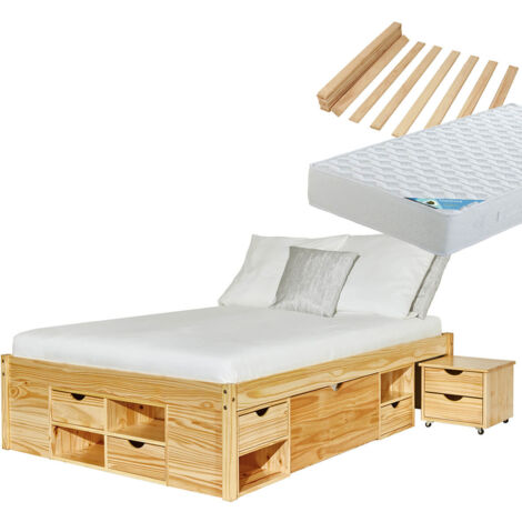 CALI - Pack Lit Multi-Rangement 140x200 + Matelas Maldives