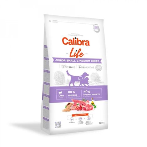 CALIBRA DOG life junior croquettes à l'agneau pour chiens de petites et moyennes races, 12 kg