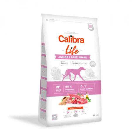 CALIBRA DOG life junior Trockenfutter für große Hunderassen mit Lamm, 12 kg