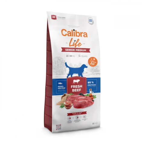CALIBRA DOG life senior cibo secco per cani di taglia media con manzo fresco 12 kg