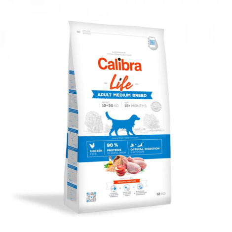 CALIBRA DOG life Trockenfutter für erwachsene mittelgroße Hunde mit Huhn 12 kg