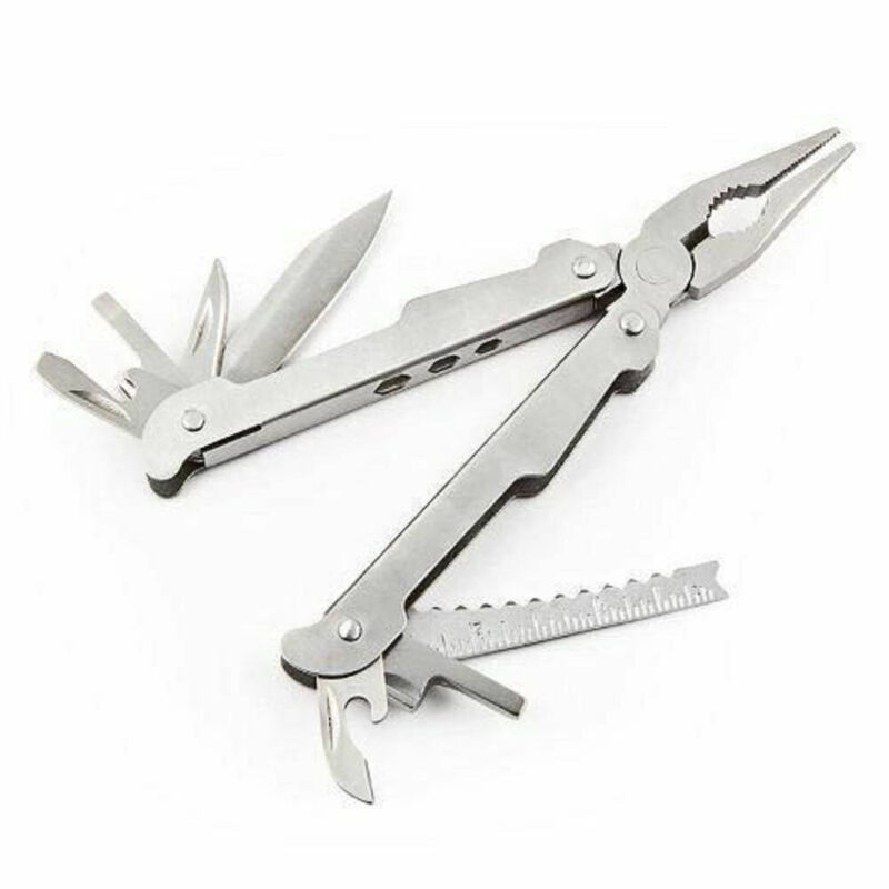 Trade Shop - Pinza Tascabile Multifunzione Con 15 Funzioni In Acciaio Con Astuccio Utensile -