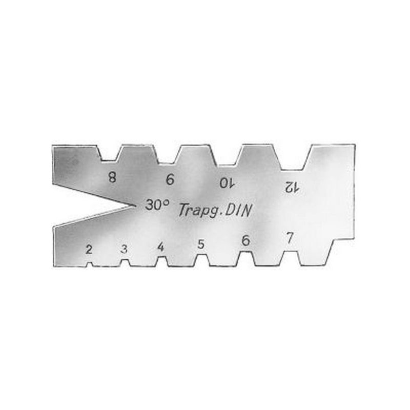 

Calibrador de ahiloadura para herramienta de cotonada finaar trapezoidal, conforme a la norma DIN 103, intervalo : 2-12 mm, Ángulo de costado 30 °,