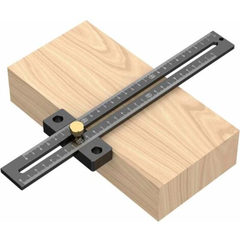 Calibrador de ángulos, tope para agujeros para carpintería, línea de carpintero con escala de 180 mm, aleación de aluminio, negro