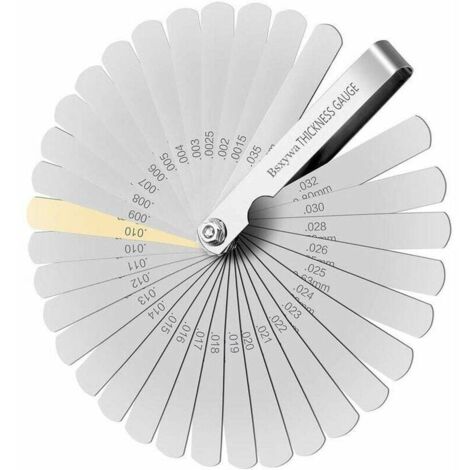 Calibrador de espesores, juego de calzas para válvulas de acero inoxidable de 32 hojas, marcado métrico/imperial, para medir el ancho del espacio, para motor/bujía/válvulas.