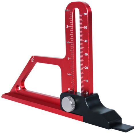 Calibrador de profundidad para sierra de mesa, ajustable de 0 a 60 mm, con escalas métricas e imperiales, para trabajos de carpintería y manualidades.