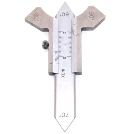 Calibrador de soldadura: 4 ángulos integrados (60°70°80°90°) - Mide en pulgadas/métrico/fracciones la altura de la soldadura y el espesor del cordón.