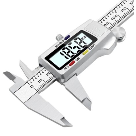 Calibrador digital, calibrador de acero inoxidable de 0 a 150 mm, pantalla digital electrónica, nonio de 0,01 mm con varilla de medición de profundidad, herramientas de medición