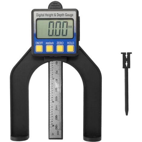 Calibrador digital LCD de alta precisión con rango de medición de 0 a 85 mm. Base con imanes.