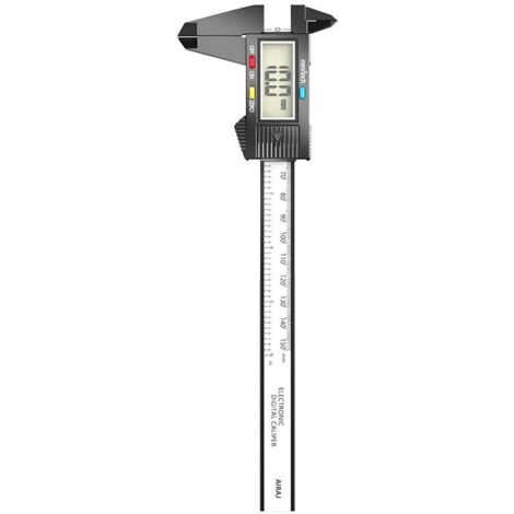 Calibrador digital LCD, herramienta de medición de altura de fibra de carbono, micrómetro (negro - 150 mm)