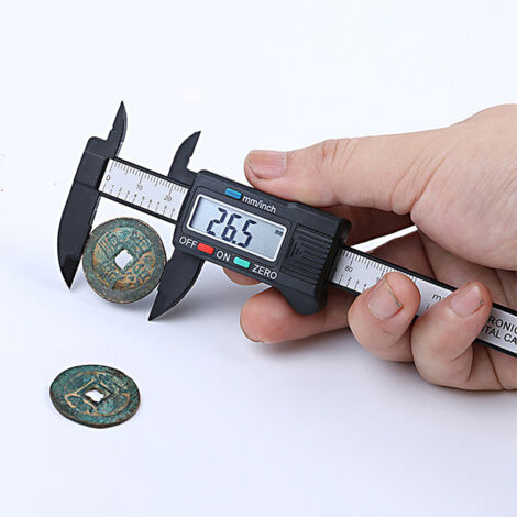 Calibrador electrónico digital de acero inoxidable de 150 mm con pantalla LCD.