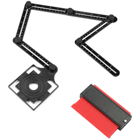 Calibrador universal de ángulos y perfiles de 6 lados – copiador de contornos de 5 pulgadas para perfiles irregulares – regla láser multiángulo de aluminio para profesionales y proyectos de bricolaje.