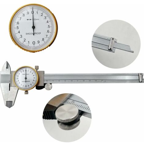 Calibradores de cuadrante YMYNY de 0 a 150 mm, 0,02 mm, de alta precisión, de acero inoxidable, para uso industrial, calibrador de cuadrante, herramienta de medición métrica a prueba de golpes