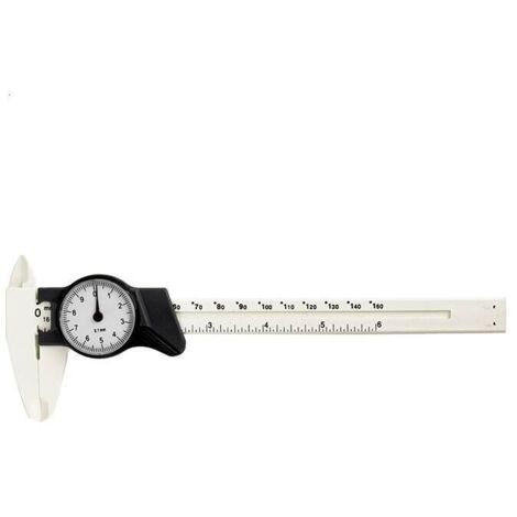 Calibradores Vernier de plástico de 0-150 mm, calibradores de cuadrante, regla, herramientas de medición profesionales para medición dimensional (blanco)