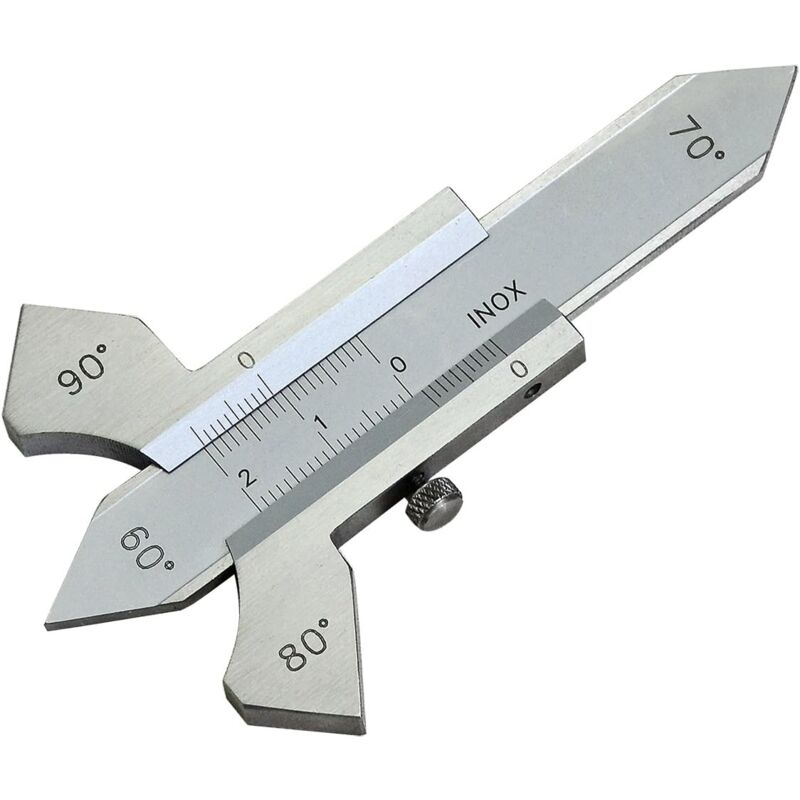 Calibre de soudure 4 angles 60° 70° 80° 90° Pouces métrique fractions Vérifie hauteur épaisseur cordon angle biseau Testeur pour soudeurs Ultrasonique