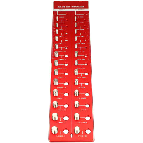[Calibre pour filetage] [Nut and Bolt Thread Checker] [14 Metric/14 Standard] Calibre multifonction pour identification rapide de boulons et écrous avec règles intégrées