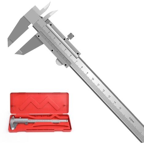 Calibro 0-150 mm, strumento di misurazione di precisione regolabile con tolleranza di 0,02 mm, per misurazioni esterne e interne, profondità e passo, strumento di misurazione professionale/domestico/i