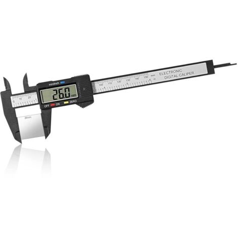 Calibro digitale, 150 mm / 6", strumento di misurazione elettronico con ampio schermo LCD, per misurazioni esterne, interne, di profondità e di passo.