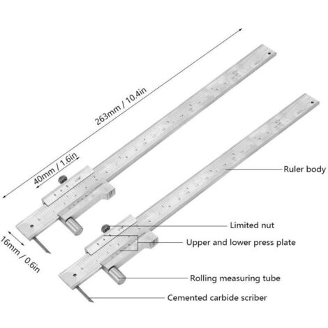 Calibro parallelo portatile in acciaio inox 0-200 mm con indicatore di misurazione