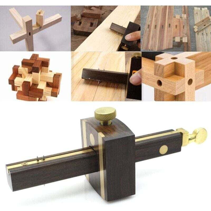 Image of Ulisem - Calibro per mortase Strumento multifunzionale per la lavorazione del legno, marcatura metrica delle viti, marcatore per legno di ebano