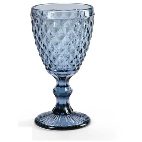 CALICE DIAMANTE REALIZZATO IN VETRO PER ACQUA DA 210 CC COLORE BLU