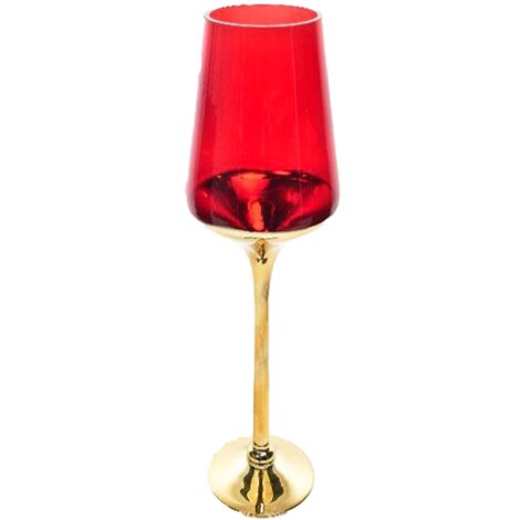Calice portacandela in vetro per decorazioni natalizie -Verde-Oro / 35 cm