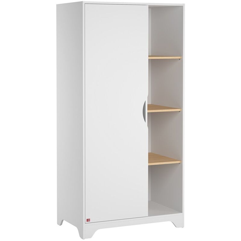 Calicosy - Armoire 1 Porte avec 2 Penderies et 3 Étagères Ouvertes L88.5cm - Leaf