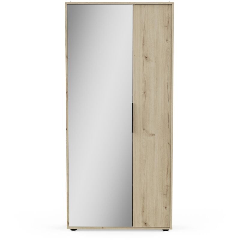 CALICOSY - Armoire à chaussures 2 portes et 1 miroir L82,8 cm - EBONY