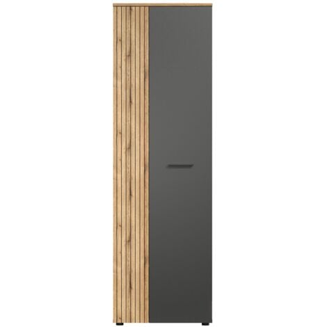 EBUY24 Esteban armoire de rangement gris, chêne décor.