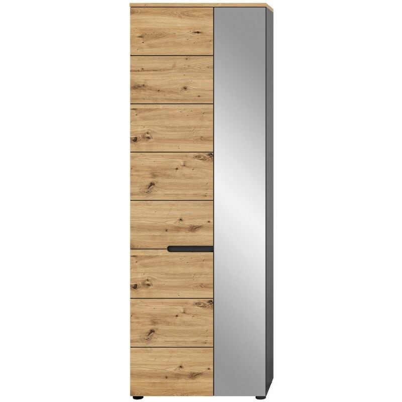 Calicosy - Armoire penderie 2 portes dont 1 miroir L65 cm - canu