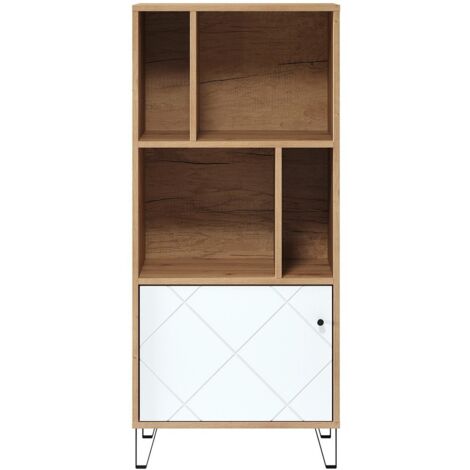 CALICOSY - Bibliothèque 1 porte et 4 niches blanc mat H136 cm - Touch