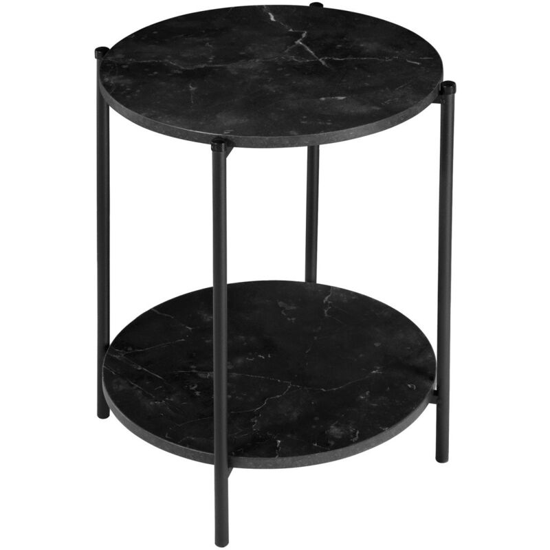 Bout de Canapé effet Marbre Noir - Dia. 40cm - Calicosy