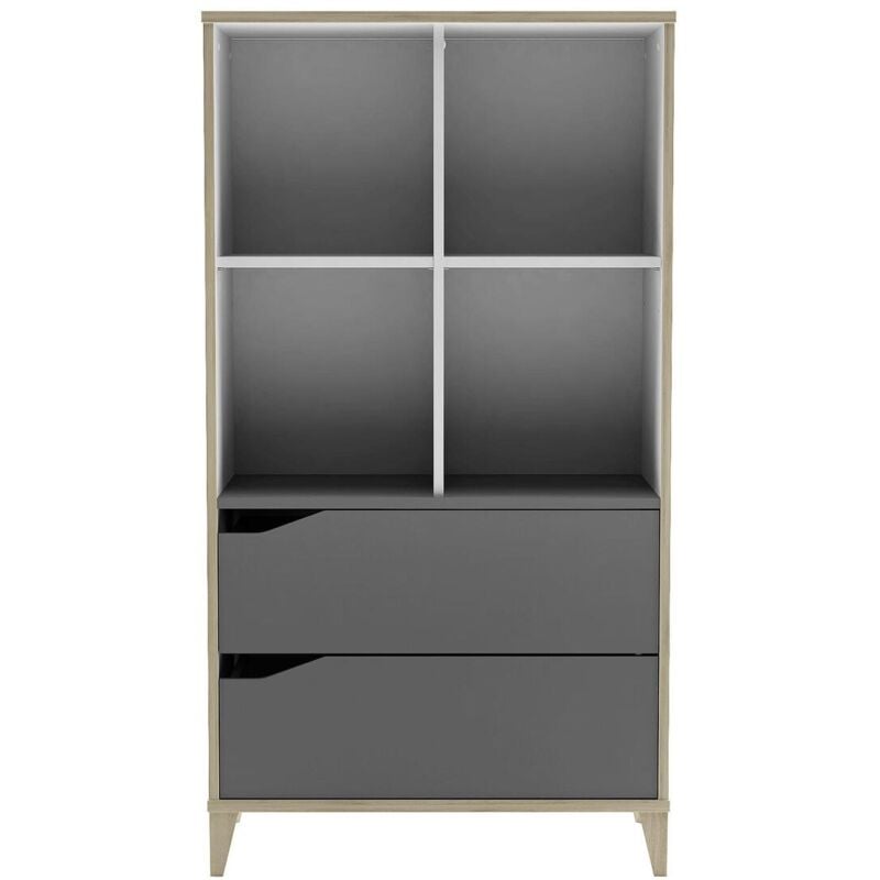 Bücherregal 2 Schubladen 4 Nischen L70 x H130 cm - Genius