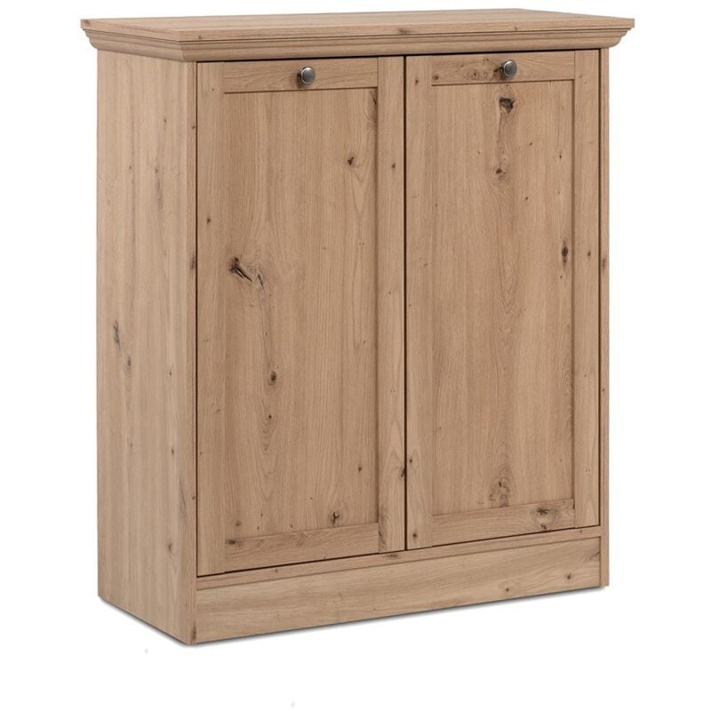 Buffet 2 portes et 2 tablettes avec poignées boutons en métal L80 cm - timber - Calicosy