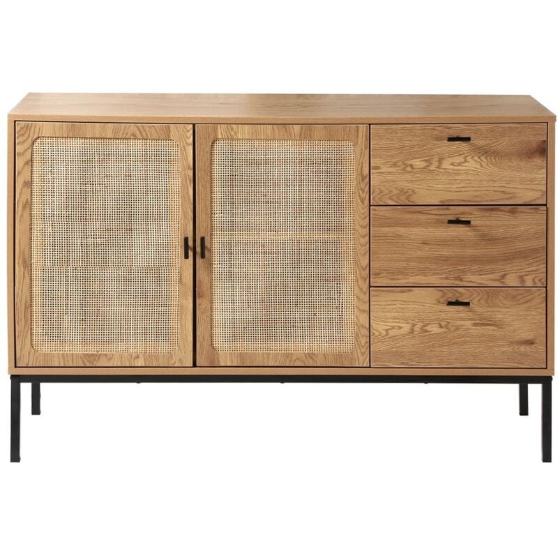 Calicosy - Buffet 2 portes et 3 tiroirs en rotin L120 cm - jaya